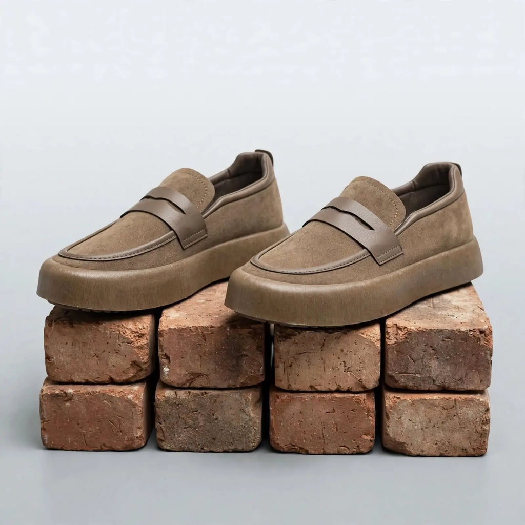 Men's Classic Suede-Style Slip-On Loafers – Smart Casual Shoes