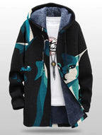 Urban Wild Graphic Zip-Up Hooded Cardigan