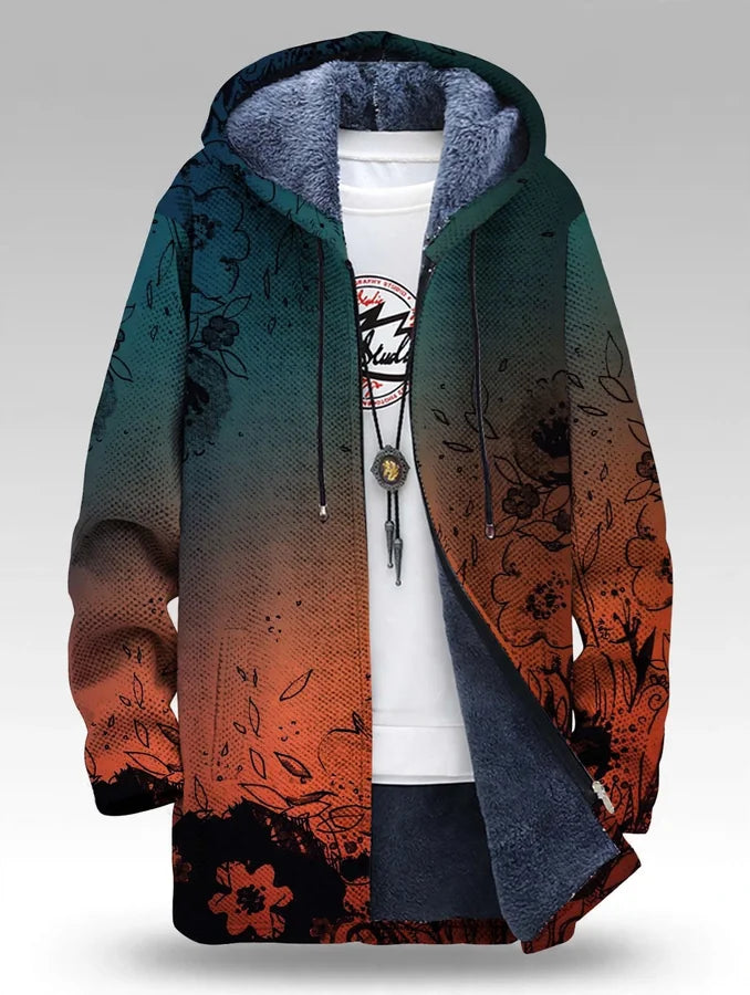 Urban Wild Graphic Zip-Up Hooded Cardigan
