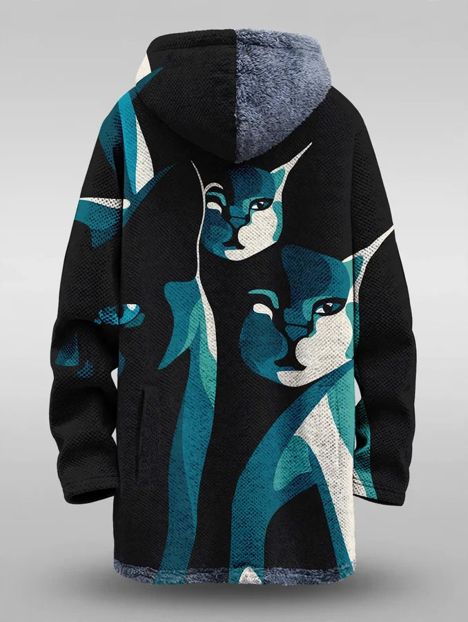 Urban Wild Graphic Zip-Up Hooded Cardigan