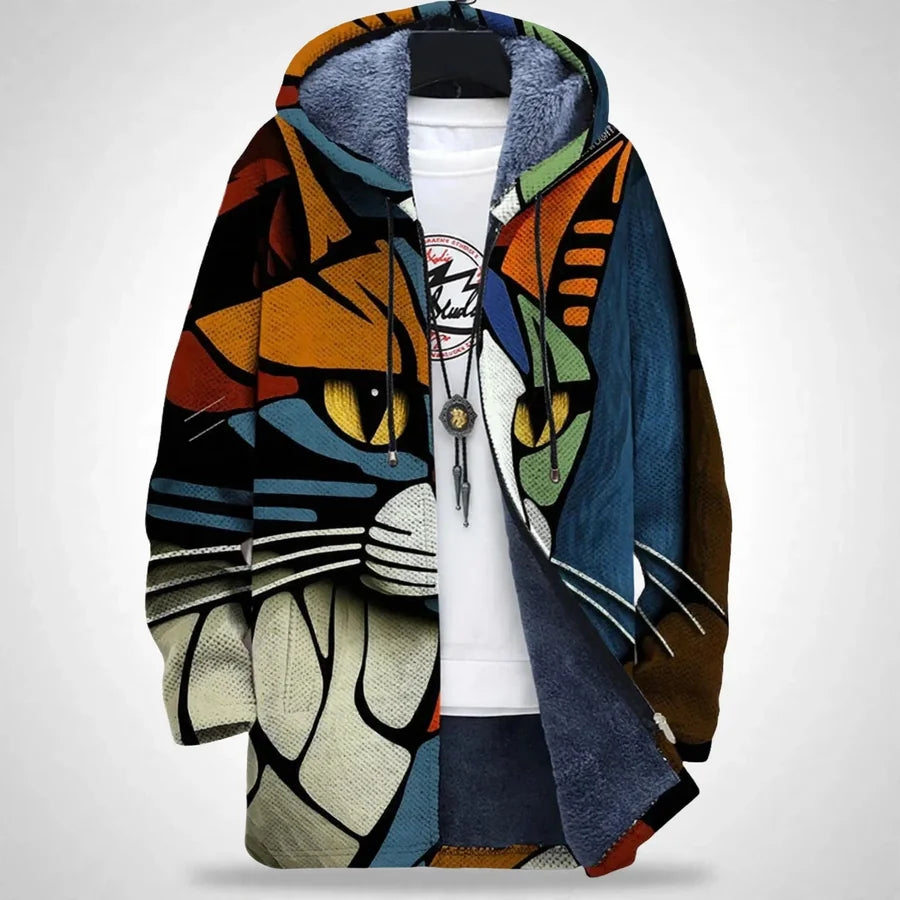 Urban Wild Graphic Zip-Up Hooded Cardigan