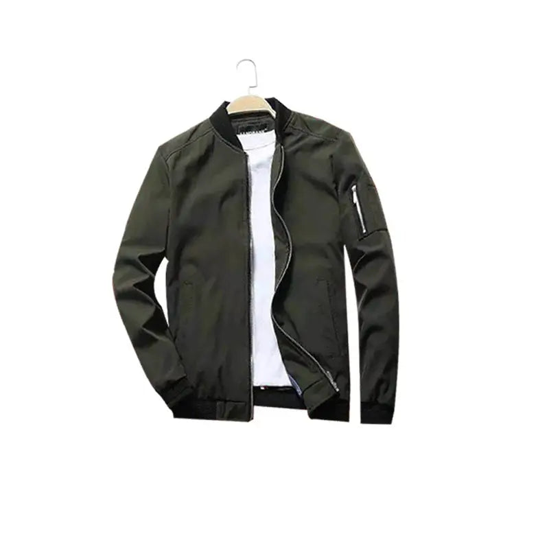 Men's Classic Zip-Up Bomber Jacket – Casual Slim-Fit Jacket
