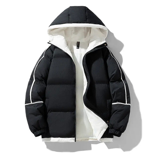 Down-Shoulder Hooded Down Coat