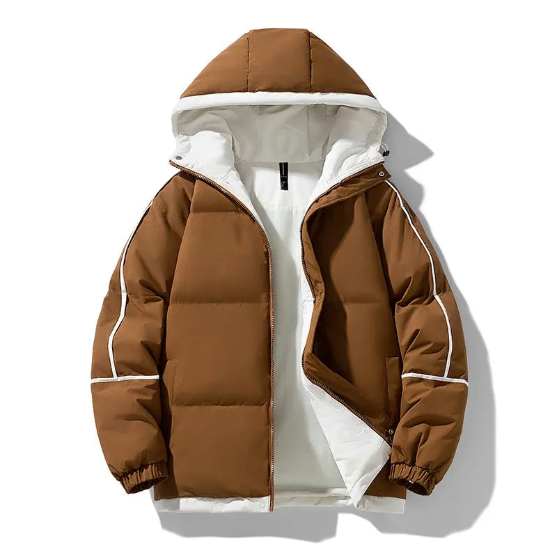 Down-Shoulder Hooded Down Coat