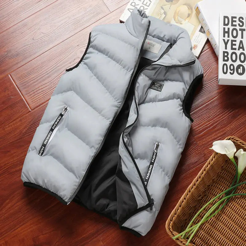 Men's Thick Padded Puffer Vest – Sleeveless Winter Jacket