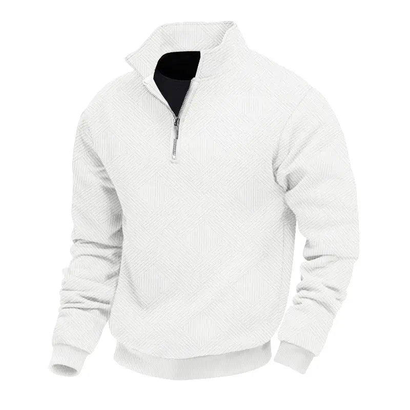 Men's Textured Quarter-Zip Sweater – Stand Collar Casual Pullover