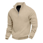 Men's Textured Quarter-Zip Sweater – Stand Collar Casual Pullover