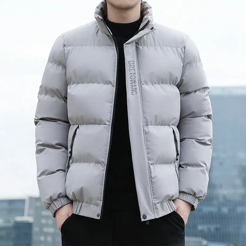 Men’s Stand-Collar Quilted Puffer Jacket