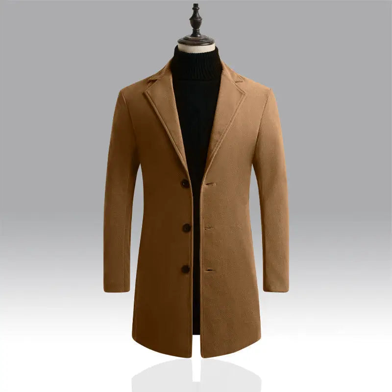 Men's Classic Mid-Length Trench Coat – Smart Casual Winter Overcoat