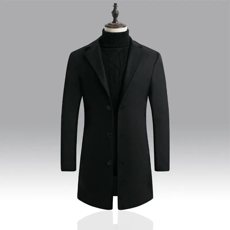 Men's Classic Mid-Length Trench Coat – Smart Casual Winter Overcoat