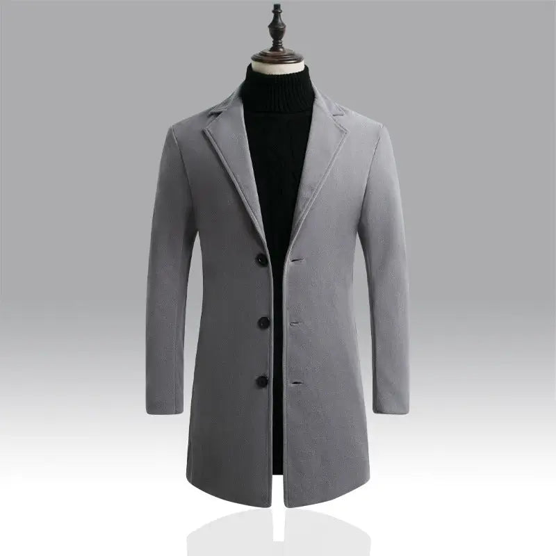 Men's Classic Mid-Length Trench Coat – Smart Casual Winter Overcoat