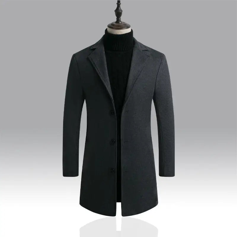 Men's Classic Mid-Length Trench Coat – Smart Casual Winter Overcoat