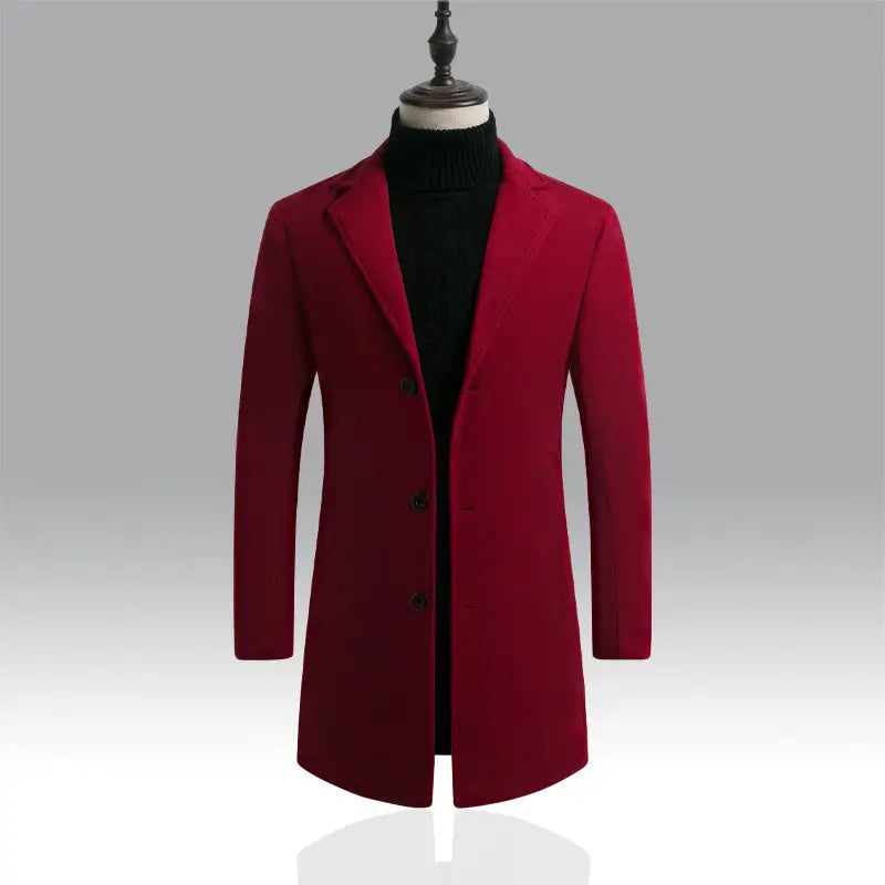 Men's Classic Mid-Length Trench Coat – Smart Casual Winter Overcoat