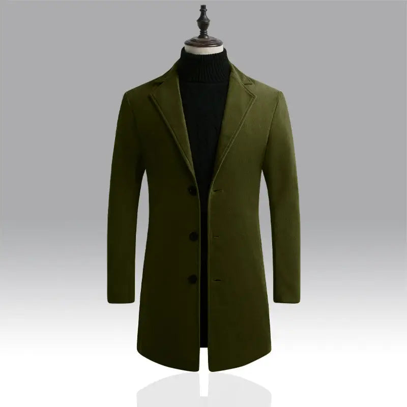 Men's Classic Mid-Length Trench Coat – Smart Casual Winter Overcoat