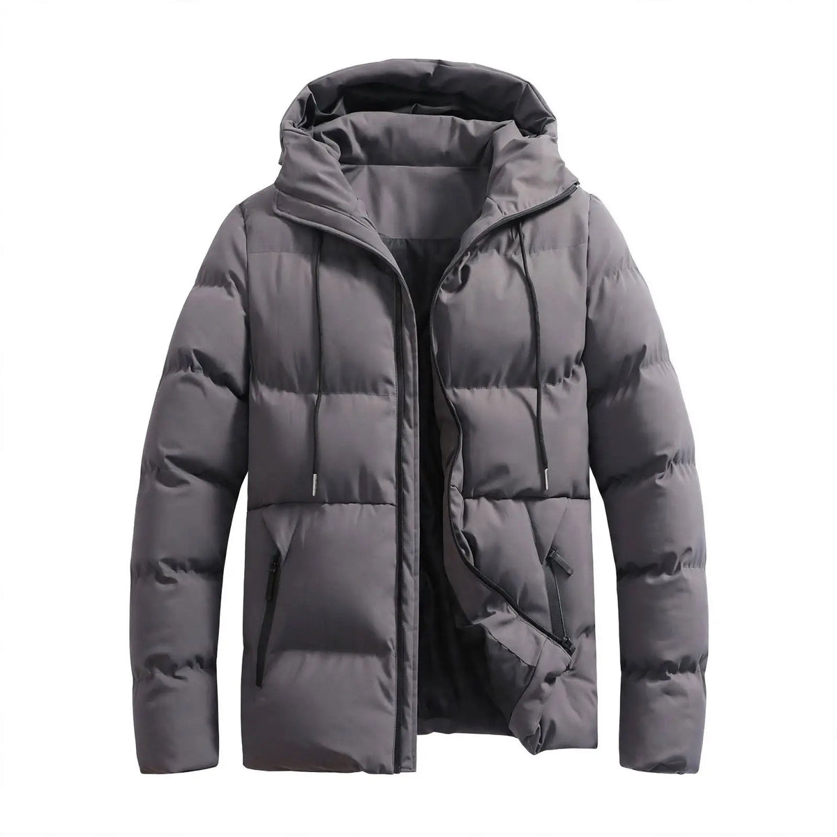 Men's Hooded Puffer Jacket – Thick Padded Winter Coat