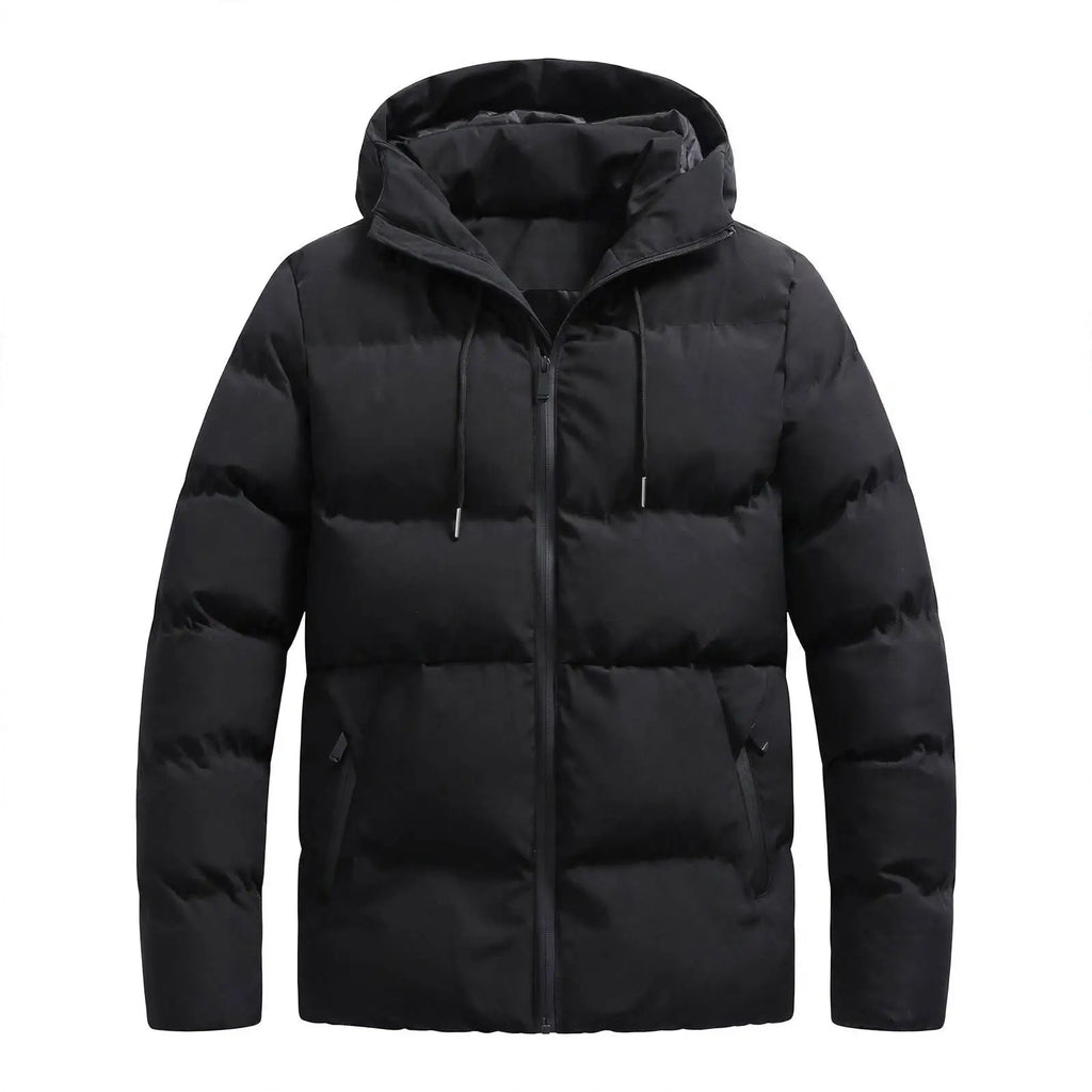 Men's Hooded Puffer Jacket – Thick Padded Winter Coat