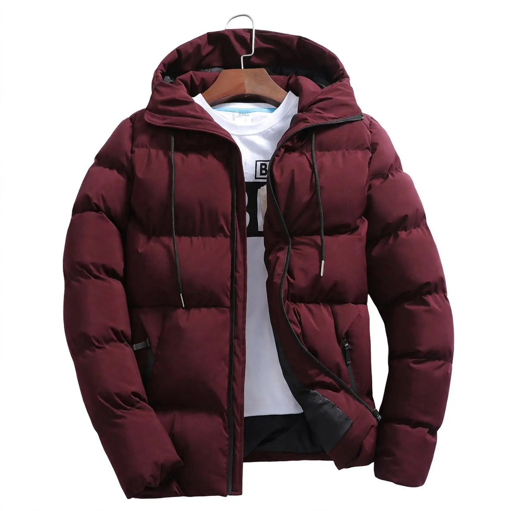 Men's Hooded Puffer Jacket – Thick Padded Winter Coat