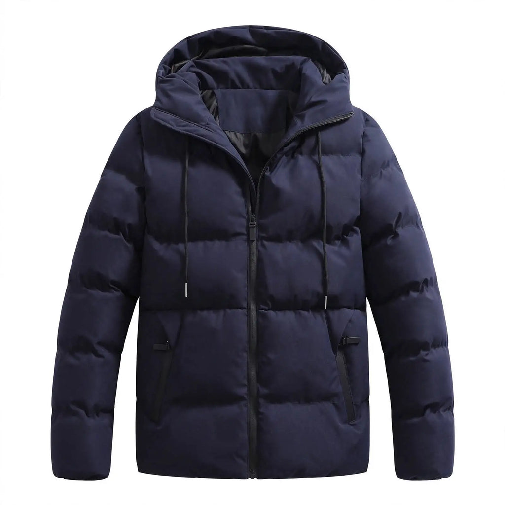 Men's Hooded Puffer Jacket – Thick Padded Winter Coat
