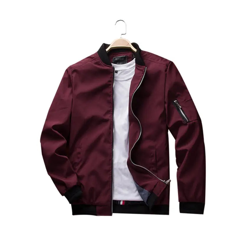 Men's Classic Zip-Up Bomber Jacket – Casual Slim-Fit Jacket