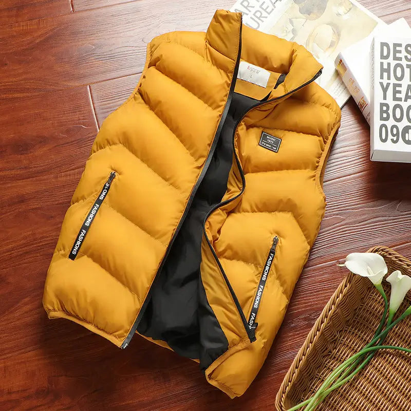 Men's Thick Padded Puffer Vest – Sleeveless Winter Jacket