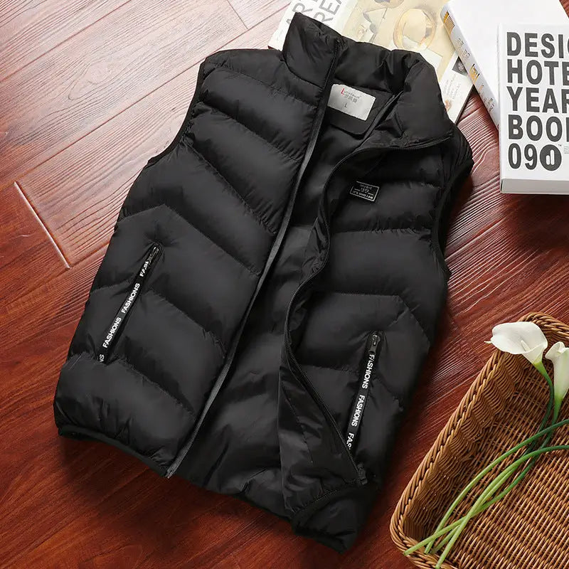 Men's Thick Padded Puffer Vest – Sleeveless Winter Jacket