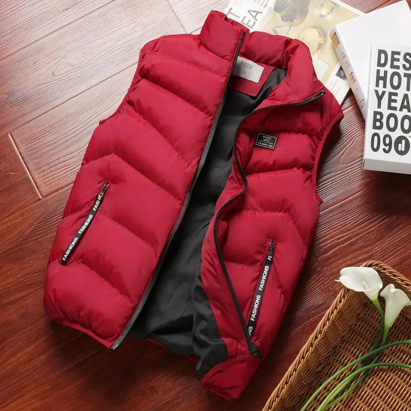 Men's Thick Padded Puffer Vest – Sleeveless Winter Jacket