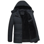 Men's Thick Fleece-Lined Hooded Winter Puffer Jacket