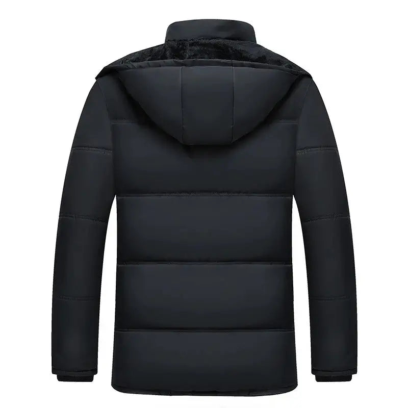 Men's Thick Fleece-Lined Hooded Winter Puffer Jacket