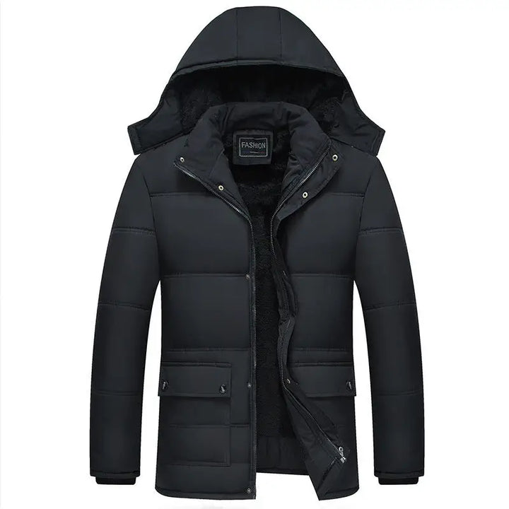 Men's Thick Fleece-Lined Hooded Winter Puffer Jacket