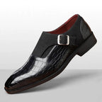 Royal Crest Croc-Embossed Monk Strap Leather  Shoes