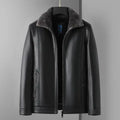 Men's Fleece Collar Leather-Look Jacket – Winter Casual Coat