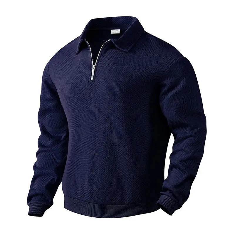Men's Textured Quarter-Zip Sweater – Stand Collar Casual Pullover
