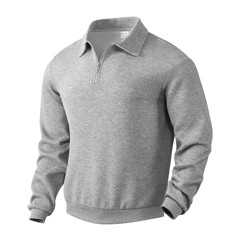 Men's Textured Quarter-Zip Sweater – Stand Collar Casual Pullover