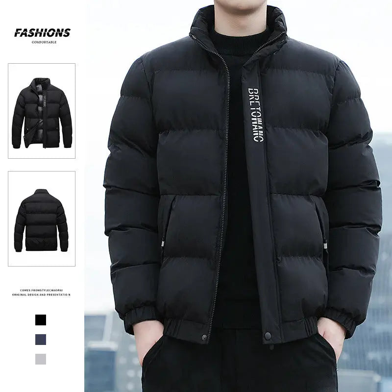 Men’s Stand-Collar Quilted Puffer Jacket