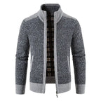 Men's Stand Collar Zip-Up Knit Cardigan – Casual Winter Sweater