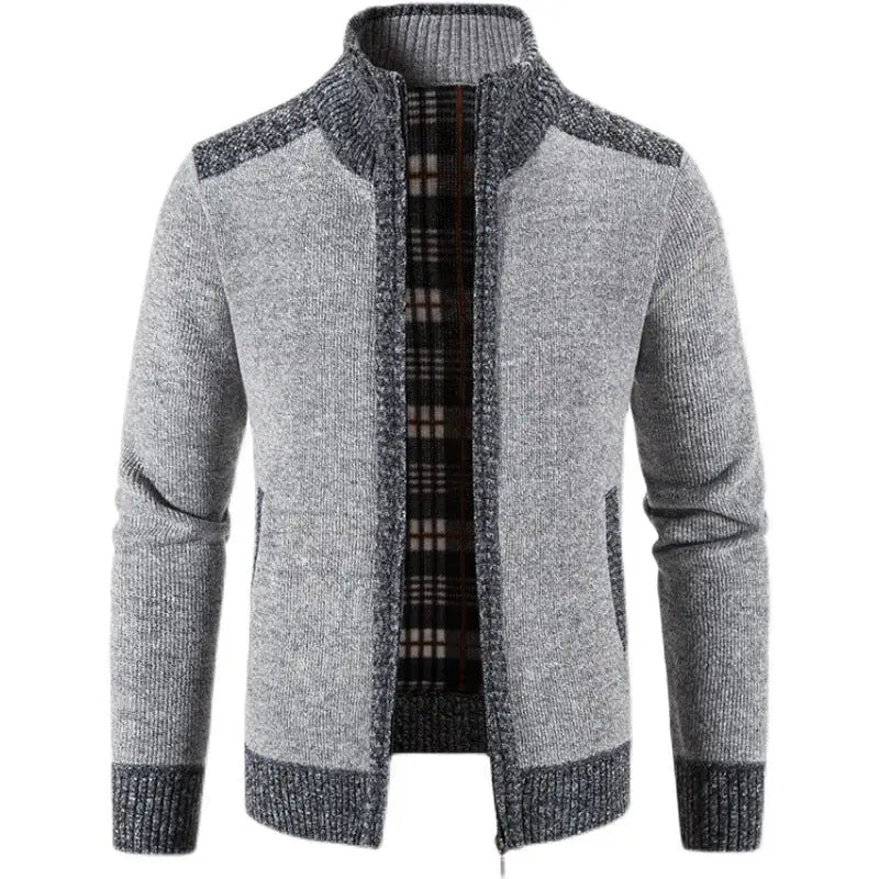 Men's Stand Collar Zip-Up Knit Cardigan – Casual Winter Sweater