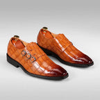 Men's Croc-Embossed Double Monk Strap Shoes – Royal Edge