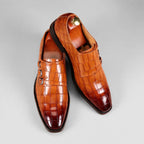 Men's Croc-Embossed Double Monk Strap Shoes – Royal Edge