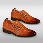 Men's Croc-Embossed Double Monk Strap Shoes – Royal Edge