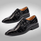 Men's Croc-Embossed Double Monk Strap Shoes – Royal Edge