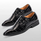 Men's Croc-Embossed Double Monk Strap Shoes – Royal Edge
