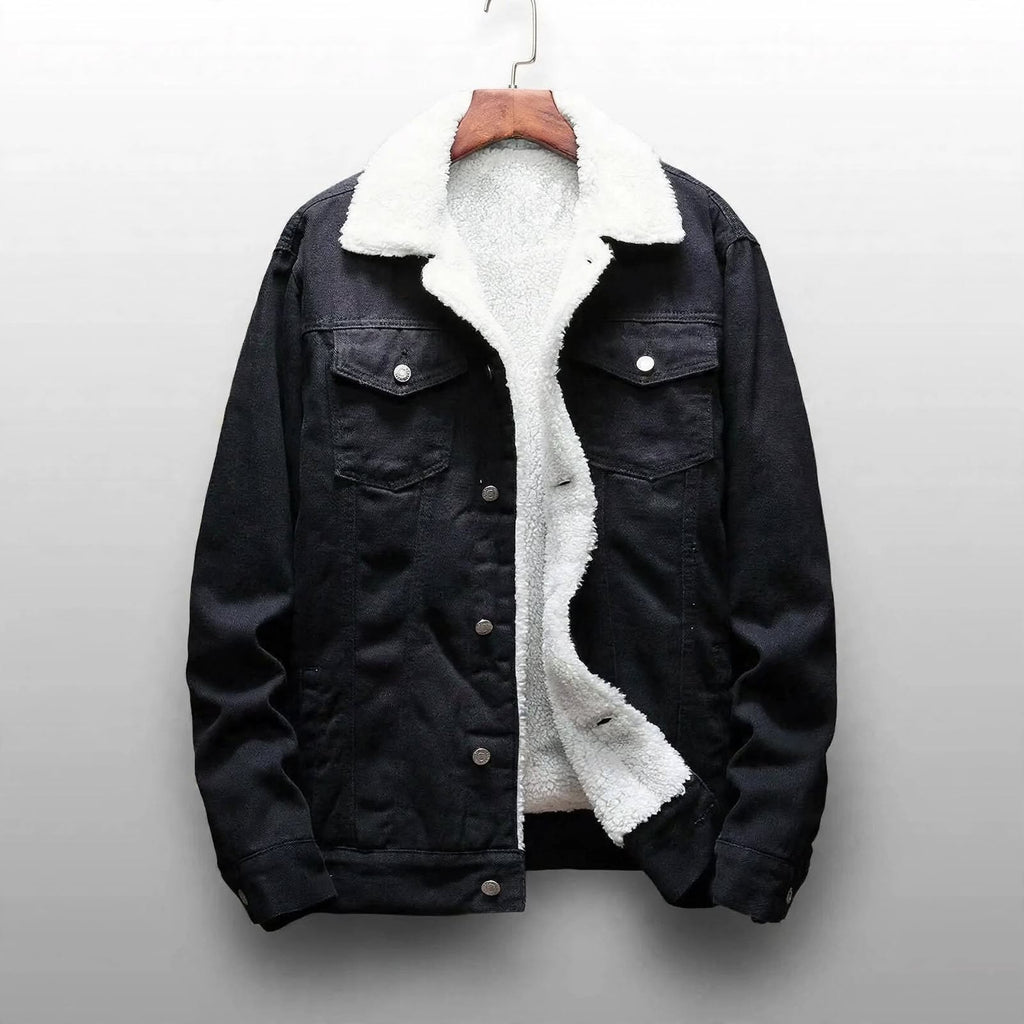 Men's Fleece-Lined Denim Jacket – Classic Warm Winter Outerwear