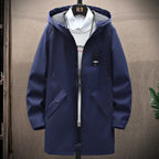 Men's Hooded Mid-Length Casual Jacket – Lightweight Windbreaker Coat